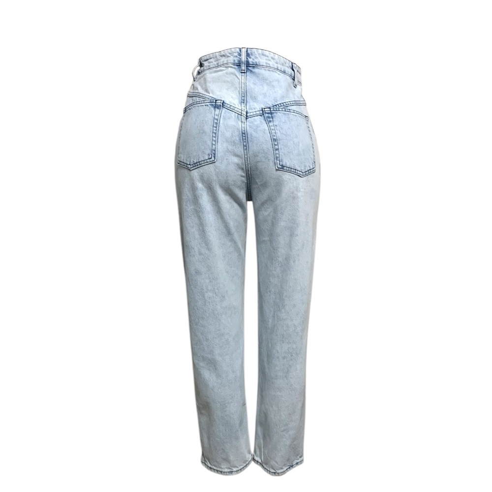 Sandro High Waisted Front Yoke Straight Leg Jeans In Light Wash | Size EU 36 - Picture 4 of 16